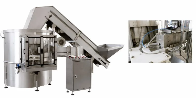 Catalog reference showing an automatic empty-bottle unscrambler and bottle feeding equipment