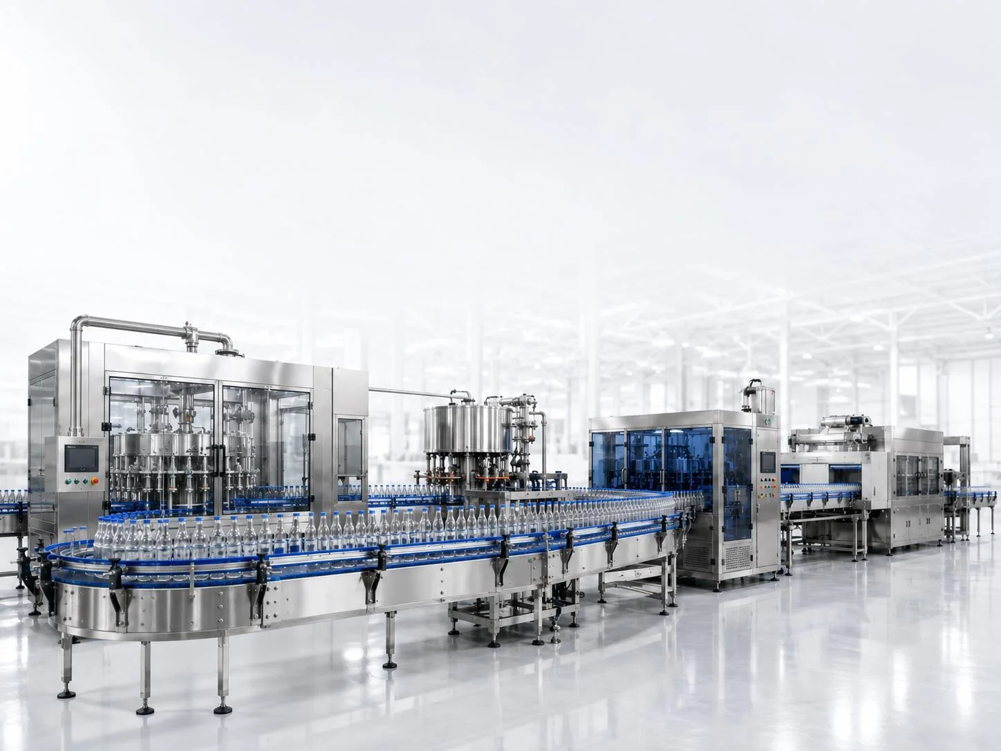 Complete automatic water bottling line with rinsing filling capping labeling and packing equipment